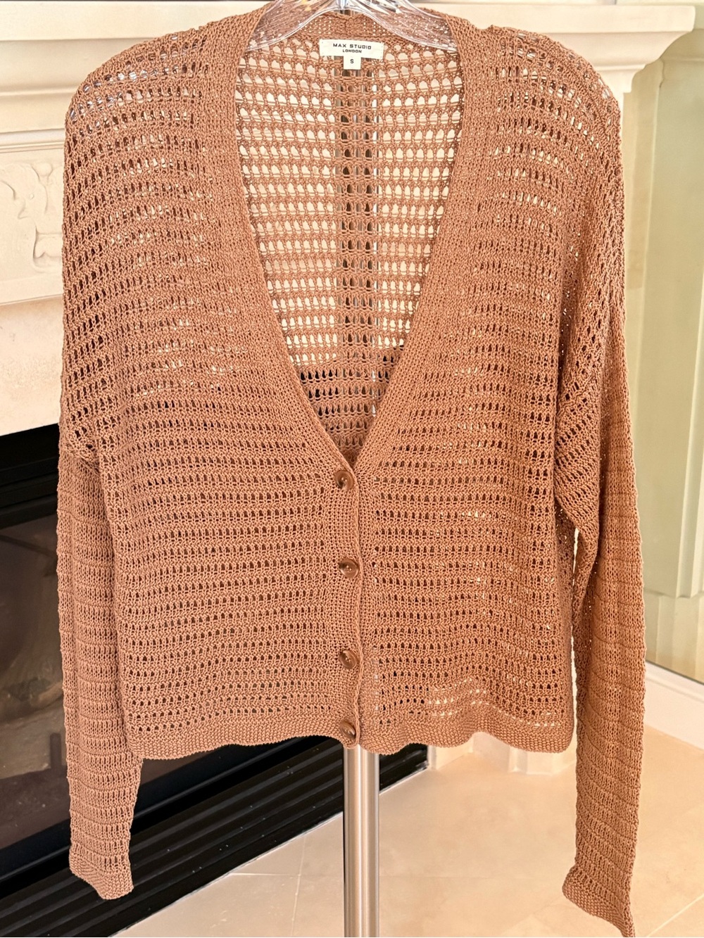 Max Studio Open-Knit Button Cardigan PTP: 21"